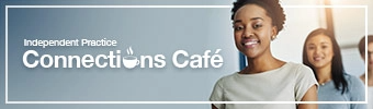 Connections Cafe logo with Dental Hygienists to the right