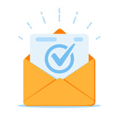 Illustration of envelope with an insert with checkmark on it